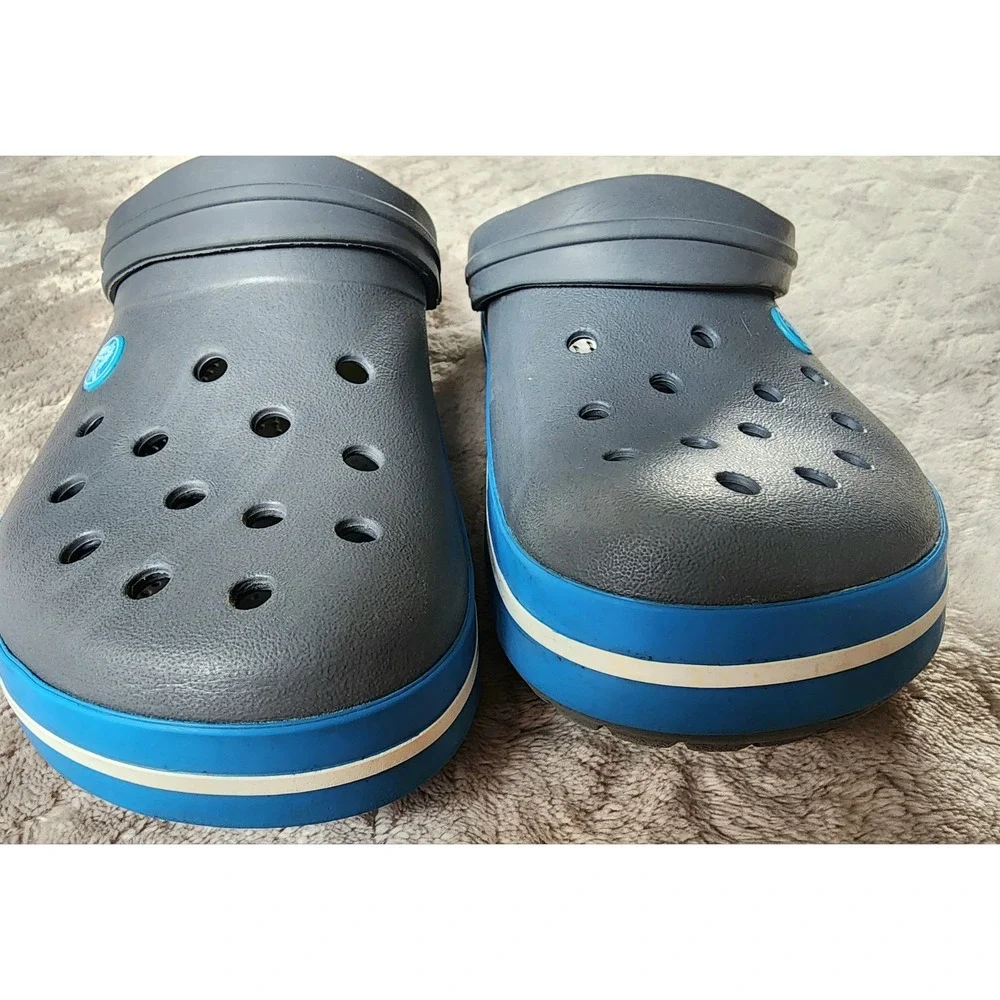 Crocs Crocband Clogs Charcoal Ocean Blue Mens 7 Womens 9 Slip On Sandals